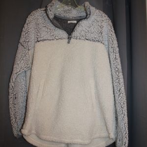 White and Gray Sherpa Half Zip